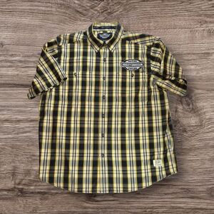 Harley-Davidson Yellow and Black Casual Button Down Shirt Size XL